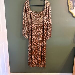 Cupshe Floral Midi Dress with Long Sleeves